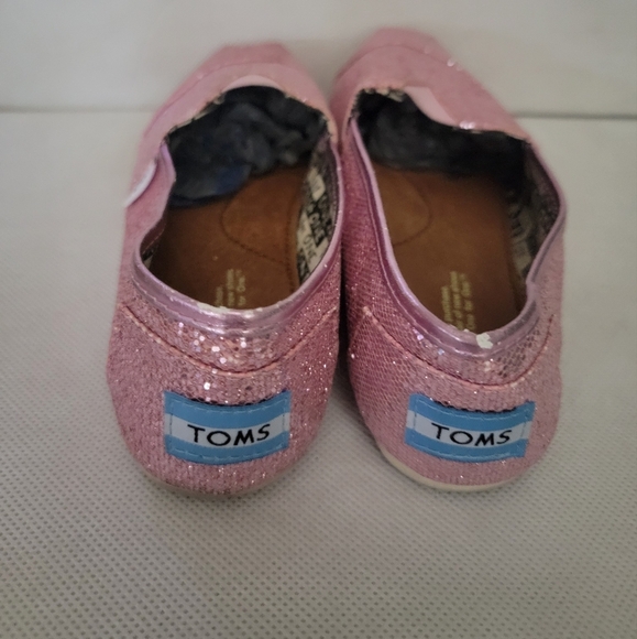 *YOUTH TOMS PINK SPARKLE FLATS SHOES (sz - Youth 3) - Picture 3 of 7